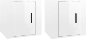 vidaXL 2 db magasfényű fehér fali TV-szekrény 40 x 34,5 x 40 cm