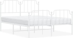 vidaXL fehér fém ágykeret fej- és lábtámlával 135 x 190 cm