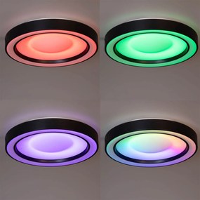 Mennyezeti lámpa fekete, beépített RGBW LED-del, távirányítóval - Arco