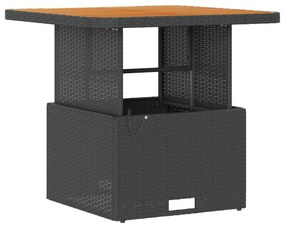 3 darabos kerti étkező szett párnákkal fekete polyrattan akáccal