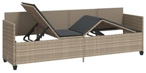 Világosszürke polyrattan napozóágy párnával