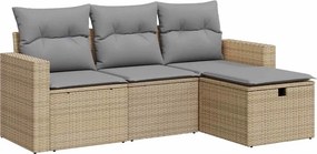 vidaXL 4 részes bézs polyrattan kerti ülőgarnitúra párnákkal