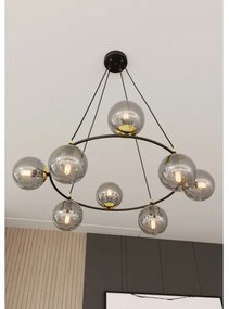 Csillár zsinóron AZURA 8xE14/10W/230V fekete/szürke