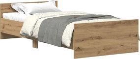 vidaXL kézműves tölgy szerelt fa ágykeret matrac nélkül 75x190 cm