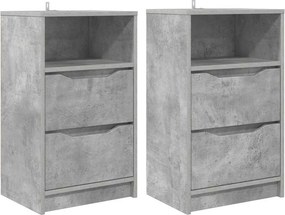 vidaXL Éjjeliszekrények 2 pcs Beton Szürke 40 x 30 x 467 cm Faanyag