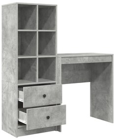 Íróasztal Tárolóval Beton Szürke Forgácslap