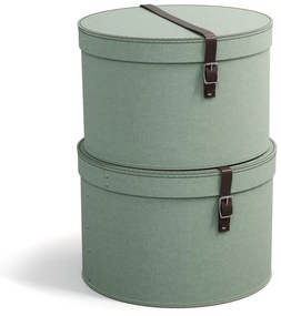 Mentazöld fedeles karton tárolódoboz szett 2 db-os ø 37,5x25,5 cm Rut – Bigso Box of Sweden