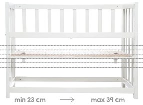 Fehér bölcső tárolóhellyel és baldachinnal 90x45 cm Indibär – Roba