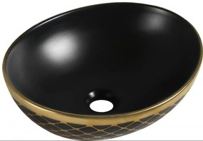 Mexen Elza   mosdó pultra helyezhetö  40 x 33 cm,  fekete mat/arany   - 21014029 Pultra építhető