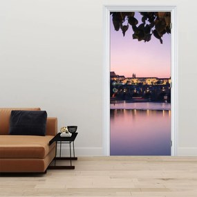 Fotótapéta ajtóra - Prágai vár és a Moldva folyó (95x205cm)