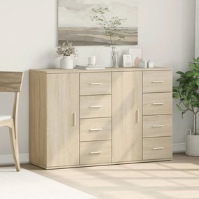 2 db sonoma tölgy színű szerelt fa tálalószekrény 59x39x80 cm