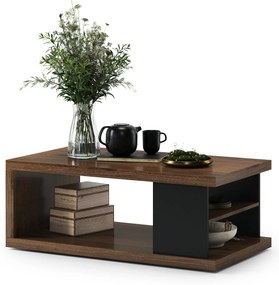 Mazzoni LANA S-110 dohányzóasztal Elegáns Dió / Fekete - DOHÁNYZÓASZTAL POLCCAL