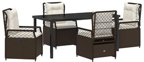 vidaXL Kert étkező szett 5 pcs Barna polirattan