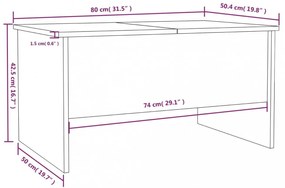 betonszürke szerelt fa dohányzóasztal 80 x 50 x 42,5 cm