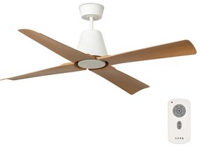 FARO Barcelona FARO 34105 - Mennyezeti ventilátor TYPHOON M barna/fehér á. 130 cm IP44 + távirányítás FA34105