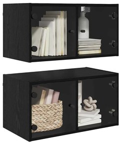 Fali Szekrények 2 pcs Fekete tölgy 68 x 37 x 35 cm Faanyag