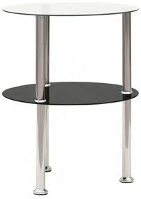 2 szintes átlátszó és fekete edzett üveg kisasztal 38 cm