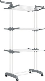 Összecsukható ruhaszárító kerekekkel, 4 szintes, fehér