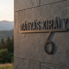 Fém egyedi házszámtábla utcanévvel – lézervágott precizítással