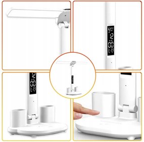 Asztali lámpa ventilátorral, LCD kijelzővel és ceruzatartóval