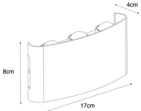 Kültéri fali lámpa fekete LED-del 6-lámpás IP54 - Silly