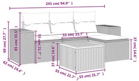 5 részes bézs polyrattan kerti ülőgarnitúra párnákkal