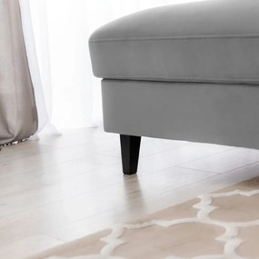 Szürke bársony kinyitható-tárolóhelyes sarokkanapé (bal oldali-heverő résszel) Foble – ELTAP