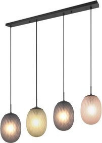 TRIO 364200417 FACETTE Többágú Függesztett Lámpa Fekete E27 IP20