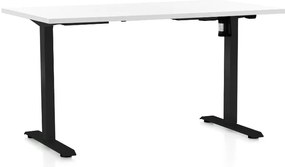 Állítható magasságú asztal OfficeTech A, 140 x 80 cm, fekete alap, fehér