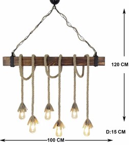 KUTUK kábeles függőlámpa 6xE27/40W/230V fenyő
