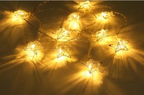 Globo 29861-10 LED fényfüzér fém ezüst csillagokkal, melyek között távolság 10 cm. Elemmel működtethető (nem tartozék, 2xAA) HxSzxM:900x55x15, inkl. 10xLED 0,03W 3V, 3000K