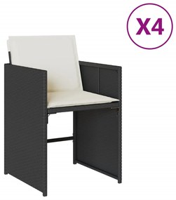 vidaXL 4 db fekete polyrattan kerti szék párnával