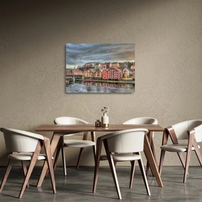 Kép - házak a folyó mellett (üvegen) (70x50 cm)