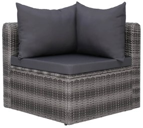 4-részes szürke polyrattan kerti ülőgarnitúra párnákkal