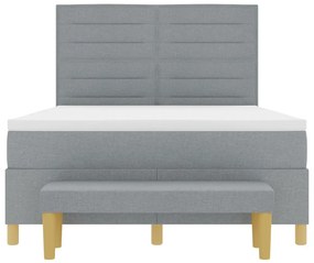 vidaXL Boxspring ágy matraccal és ülésekkel világosszürke 140x200 cm szövet