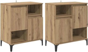 vidaXL Oldalszekrények 2 pcs Artisan tölgy 60 x 35 x 70 cm Faanyag