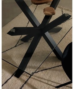 Étkezőasztal üveg asztallappal, fekete lábakkal - 160 x 90 cm - Kave Home
