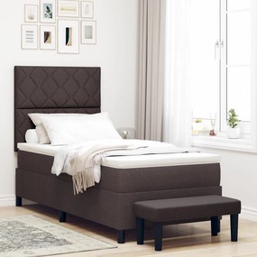 Box Spring Ágy Matrac és Pad Sötétbarna 100x200 cm Szövet