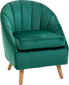 HOMCOM Zöld Bársonyos Karosszék, Vastag Párnázással és Masszív Fa Szerkezettel (67x65x77cm) | Aosom