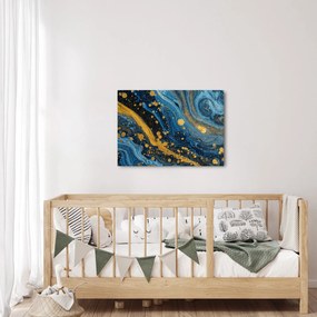 Kép - Kék absztrakció arannyal (70x50 cm)
