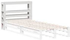 fehér tömör fenyőfa fejtámla polcokkal 90 cm