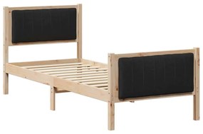 Ágykeret fejtámlával Barna és fekete 80 x 200 cm Tömör fenyőfa