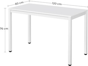 Fehér étkezőasztal fehér asztallappal TESSA 120x60 cm