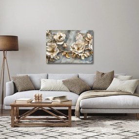 Kép - Márvány háttér virágokkal (70x50 cm)