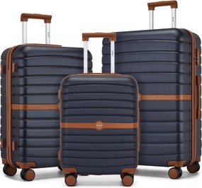 Kék 3 részes prémium utazóbőrönd szett „Harder” – M, L, XL