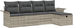 vidaXL Kerti Kanapé Szett párnával 5 pcs Világosszürke Poli rattan