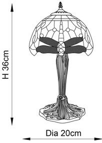 Endon 64091 - Tiffany DRAGONFLY asztali lámpa 1xE14/40W/230V, átm. 20 cm