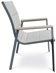 Kerti szék bézs textilén, alumínium, fekete színű