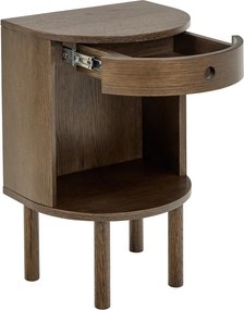 Sötét natúr színű éjjeliszekrény tölgyfa dekorral Paron – Actona