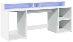 fehér szerelt fa íróasztal LED-világítással 200 x 55 x 91 cm